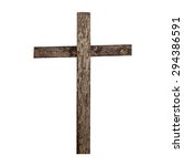 Old Wooden Cross   Isolated On...