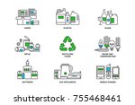 set of recycling icons in line... | Shutterstock .eps vector #755468461