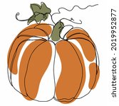 the pumpkin is drawn with one... | Shutterstock .eps vector #2019952877