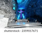 Small photo of The Salt Cathedral of Zipaquira underground Roman Catholic church built within the tunnels of a salt mine 200m underground in a halite mountain near the city of Zipaquira, in Cundinamarca, Colombia.