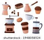 set of vector coffee items.... | Shutterstock .eps vector #1948058524