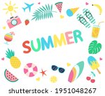vector summer set in flat style.... | Shutterstock .eps vector #1951048267
