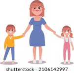 hand drawn mother walking with... | Shutterstock .eps vector #2106142997