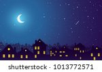 vintage town at night. bright... | Shutterstock .eps vector #1013772571