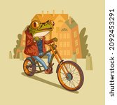 Glad Hipster Frog On A Bike ...