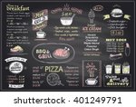 chalk menu list blackboard... | Shutterstock .eps vector #401249791