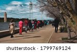 Small photo of Canberra ACT, Australia. 16/08/2020. City people lines up voluntarily and dance with 1.5m social distancing to bring joy to the current COVID19 predicament.