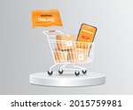 smartphone and parcel box in... | Shutterstock .eps vector #2015759981
