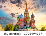 Small photo of St. Basil's Cathedral ancient architecture on Red Square in Moscow City, Beautiful ancient architecture building in Moscow City, St. Basil's Cathedral church Cathedral of Vasily the Blessed, Russia.