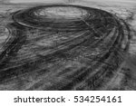 Abstract car drift skid marks on concrete asphalt road, Texture and background automobile and automotive car drift skid mark. 