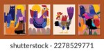 Set Of Abstract Animal  Chicken ...