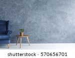 Interior With Grey Wall Blue...