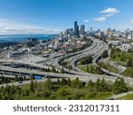 Sunny Cityscape- Downtown Seattle from Highway Interchange South