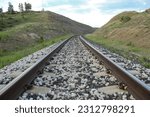 Small photo of Coming down the railroad track S of Roundup, MT