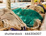 Many Fishing Nets Laid Outdoor  ...