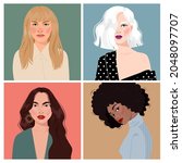 set of portraits of women of... | Shutterstock .eps vector #2048097707