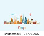 europe skyline. travel and... | Shutterstock .eps vector #347782037