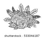 blackwork tattoo of rose and... | Shutterstock .eps vector #533046187