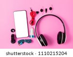 top view mobile device with... | Shutterstock . vector #1110215204