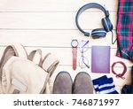 casual apparel and accessories... | Shutterstock . vector #746871997