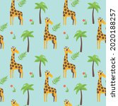 seamless pattern with giraffe ... | Shutterstock .eps vector #2020188257
