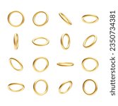 set of golden rings  3d shiny...