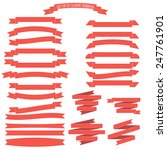 vector set of 25 red ribbons  | Shutterstock .eps vector #247761901