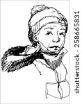 vector sketch of a boy in a cap ... | Shutterstock .eps vector #258665831