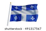Quebec Flag Waving On White...