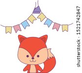 cute fox animal with garlands... | Shutterstock .eps vector #1521742847