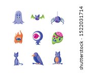 bundle halloween with set icons ... | Shutterstock .eps vector #1522031714