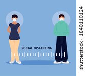 social distancing  man and... | Shutterstock .eps vector #1840110124