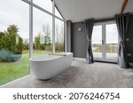 Small photo of Brockley Green, Suffolk, England - January 28 2020: Modern contemporary Bathroom space