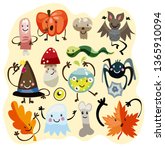 halloween funny characters set. ... | Shutterstock .eps vector #1365910094