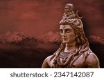 Small photo of Lord Shiva Indian God 3D Wallpaper,Lord Shiva with red background