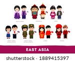 asians in national clothes.... | Shutterstock .eps vector #1889415397