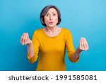 Small photo of Portrait of attractive mad outraged woman saying pretense claim isolated over bright blue color background