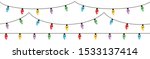 Christmas lights set  on white background. Garlands with colored bulbs. Vector illustration
