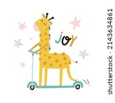  card with cute giraffe on a... | Shutterstock .eps vector #2143634861