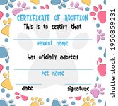 Pet Adoption Certificate Vector ...