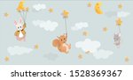 cartoon animals with balloons... | Shutterstock .eps vector #1528369367