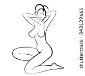 silhouette of a naked girl.... | Shutterstock .eps vector #343129661