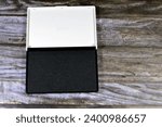 Small photo of stamp pad, black for manual stamps, ink pad, Crisp and clean stamp impressions, with hygroscopic characteristics, vintage retro, for stamps and fingerprints