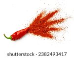 Pile of red paprika powder isolated on white background