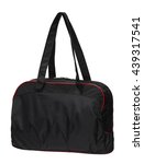Small photo of black and red duffel bag, handbag isolated on white background