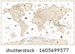 world map vintage cartoon... | Shutterstock .eps vector #1605699577
