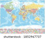 political world map and flags   ... | Shutterstock . vector #1852967737