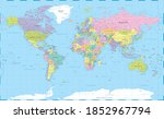 world map vintage political   ... | Shutterstock . vector #1852967794