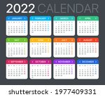 2022 calendar   week strats on... | Shutterstock .eps vector #1977409331