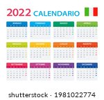 2022 calendar italian   vector... | Shutterstock .eps vector #1981022774